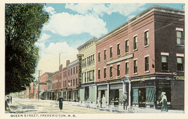 Fredericton postcard showing the Fisher building